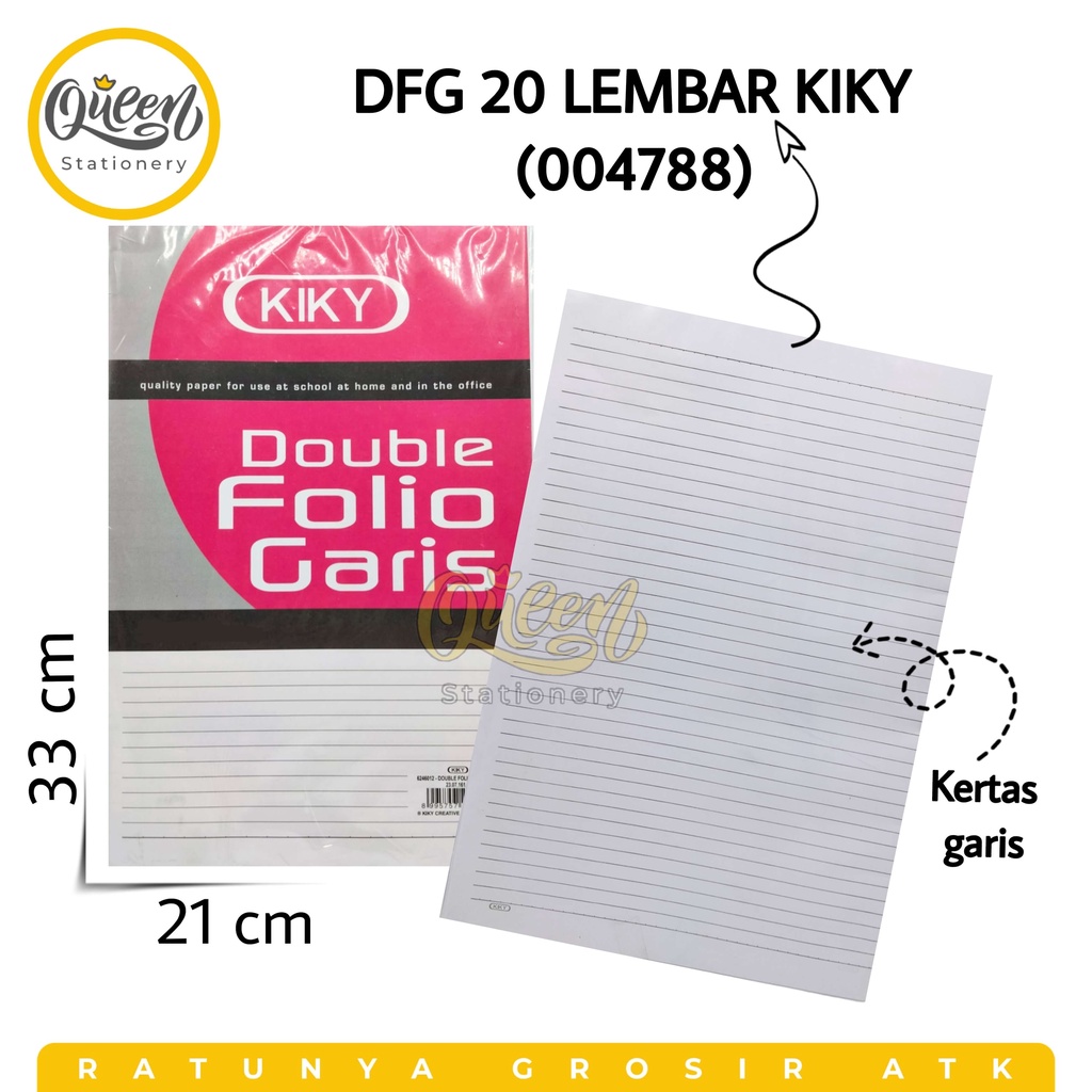 

1 PACK DFG 20 LEMBAR KIKY KERTAS DOUBLE FOLIO BERGARIS (004788)