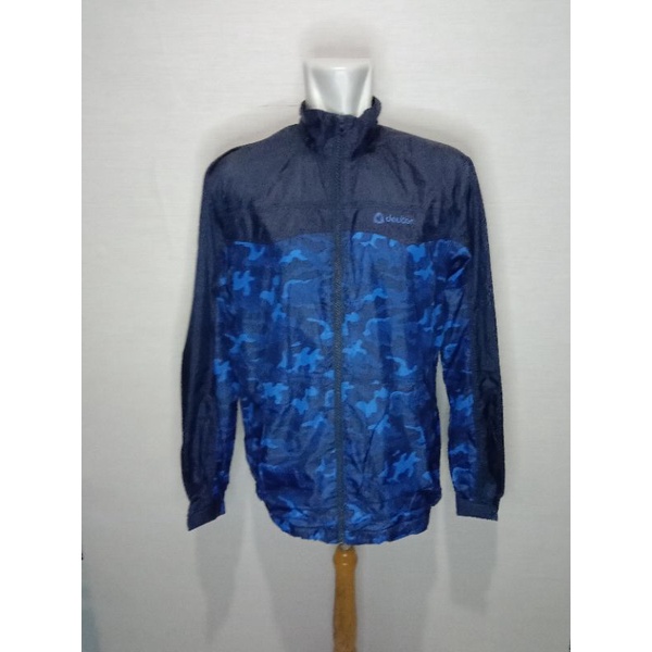 Jaket running Deuter navy biru loreng
