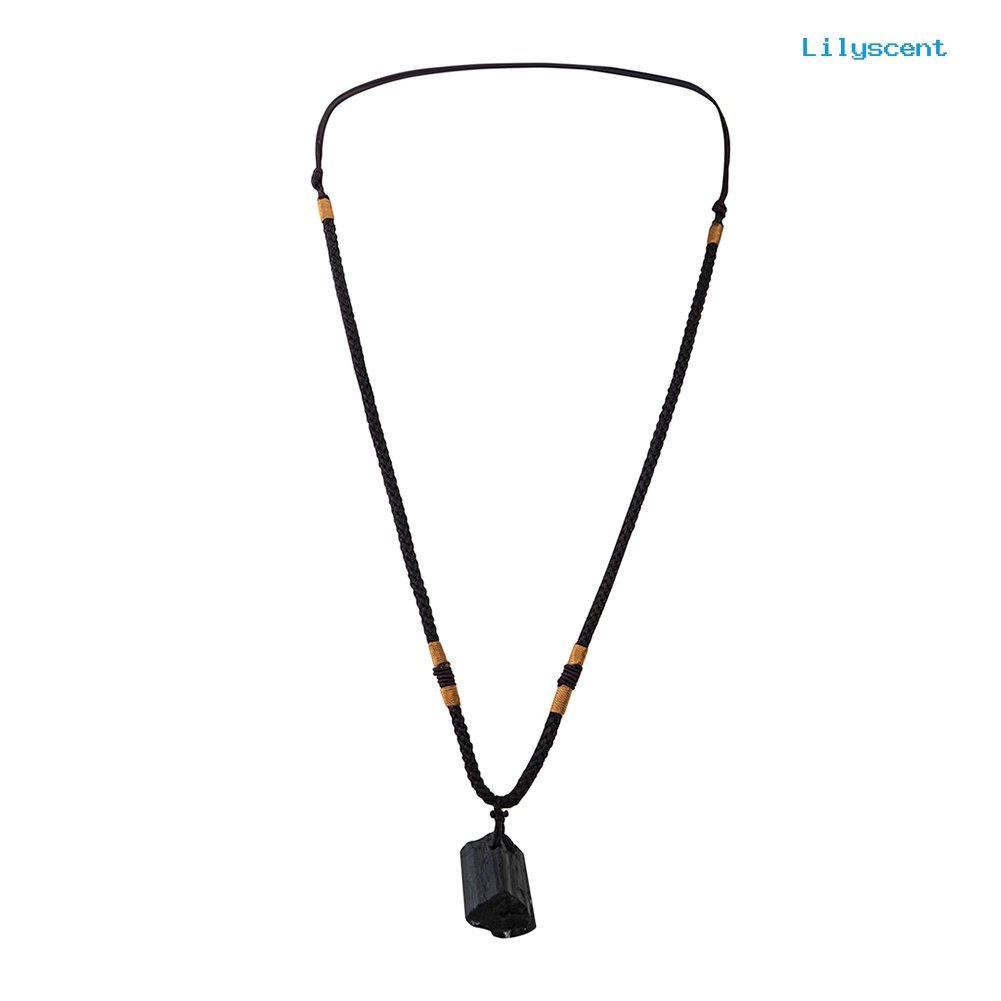 [LS]Natural Tourmaline Pendant Stone Single Circle Chain Kalung Perhiasan