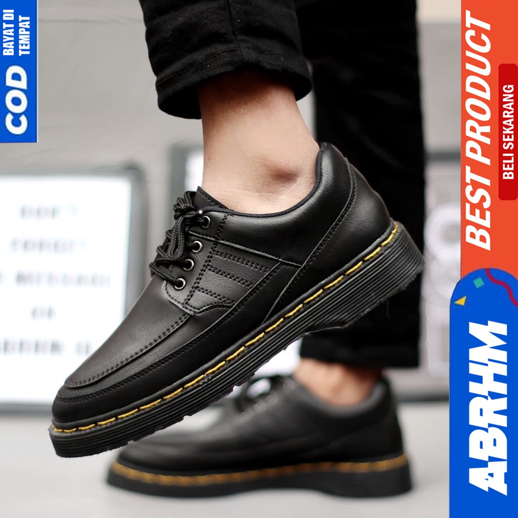 Sepatu Pantofel Formal Docmart Low Boots Kerja Pria Abrhm Gomu