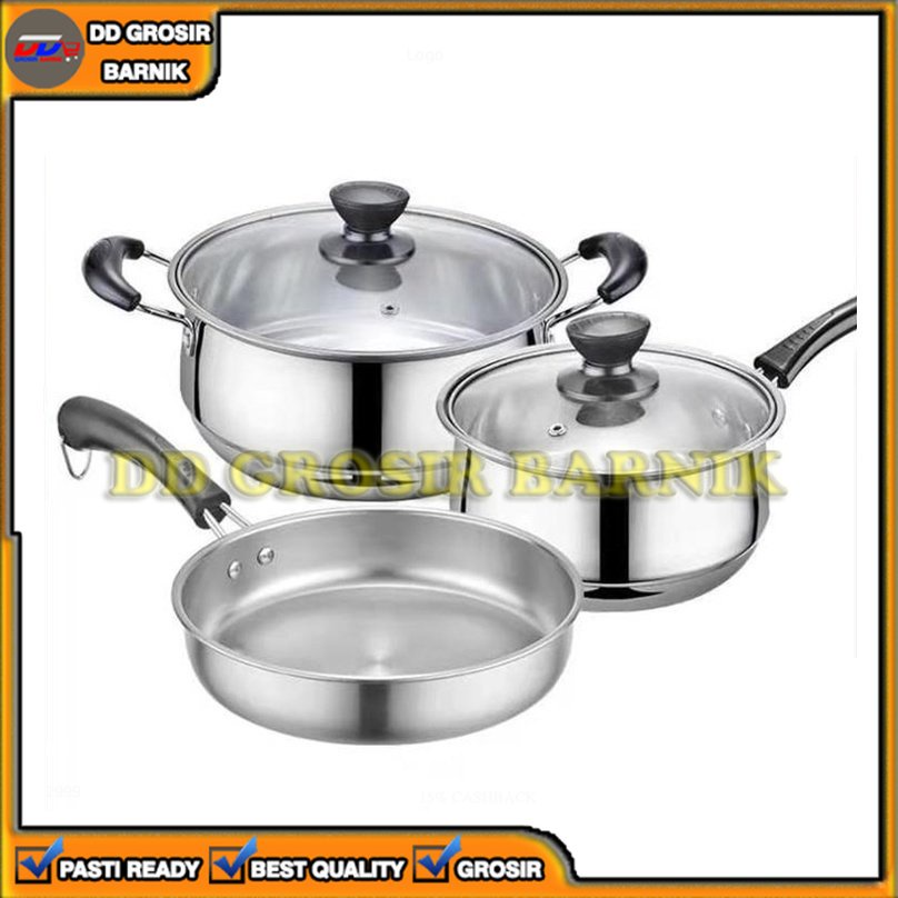 [DGB] PANCI SET 3 IN 1 STAINLESS STEEL POT ANTI LENGKET FRYPAN MILK PAN PANCI SUSU SET