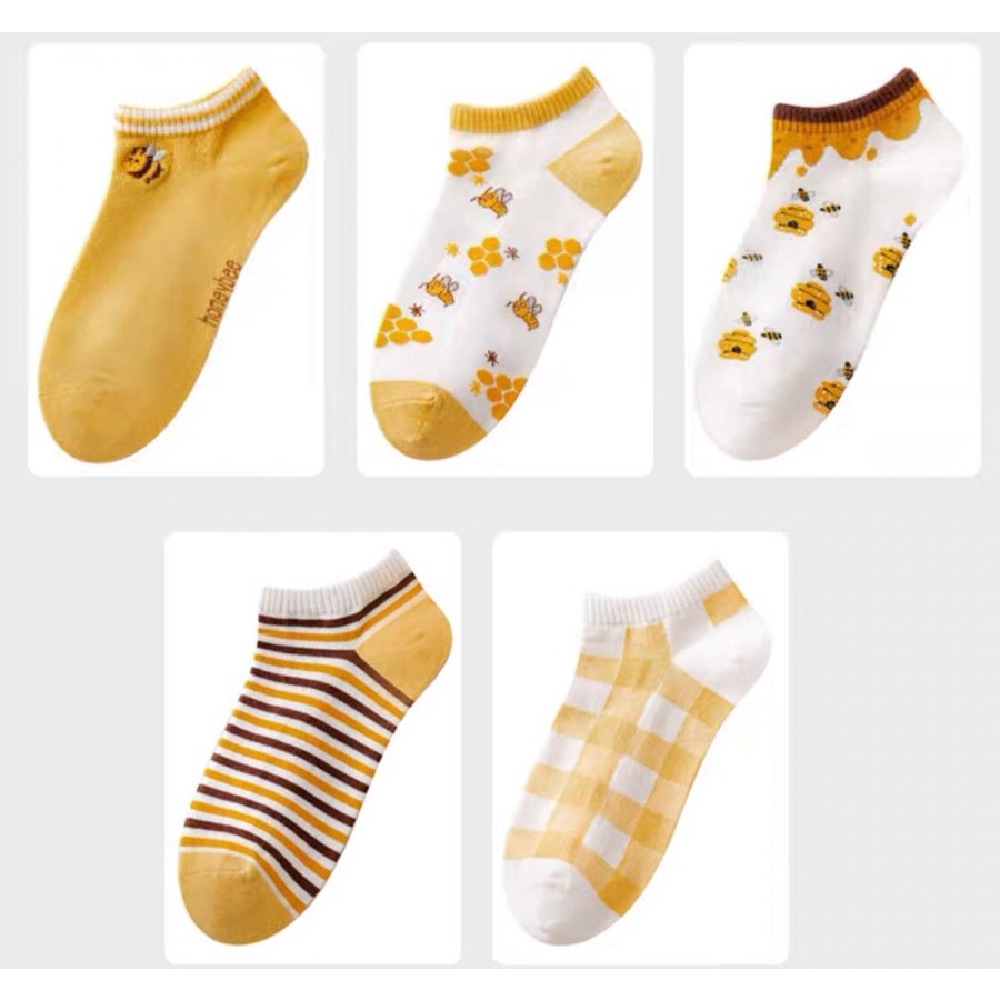 Kaos Kaki Motif Yellow Bee MF Pendek Kaos Kaki Lucu anak Dewasa Ankle Socks kaus Kaki Pendek Kaos Kaki Motif Lucu Dewasa pria wanita