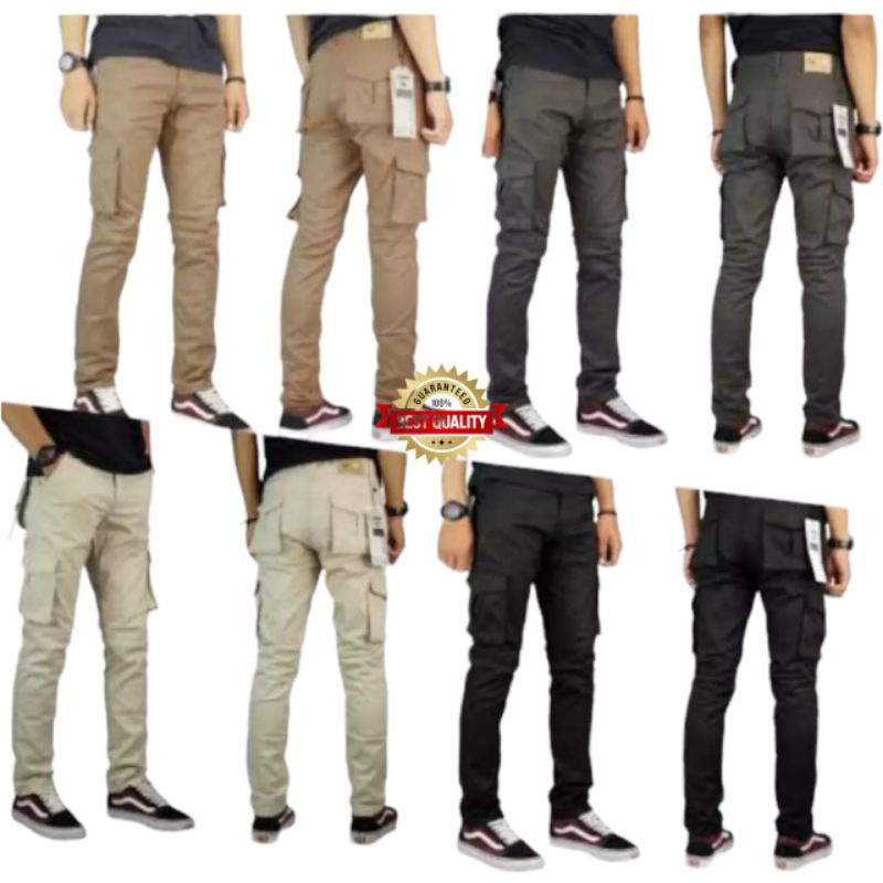 Celana cargo slimfit / Stretch / Melar / Bahan Tebal / Bahan COMBED STRETCH