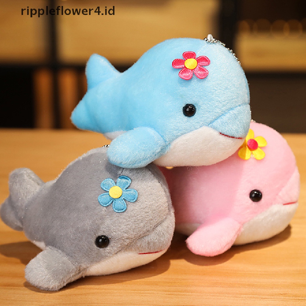 {rippleflower4.id} 1pc 12CM New Cute Animal Dolphin Mainan Mewah Liontin Kecil Gantungan Kunci Tas Dekorasi~