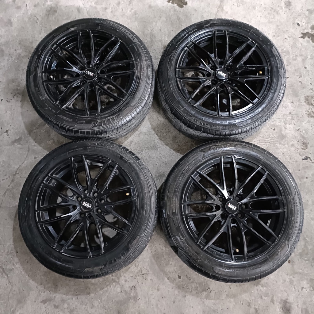 Velg Bekas Mobil Type COMORO HSR Ring 15 Hole 4X100 4X114,3 BLACK +Ban Zeetex (3)185 60 R15 Untuk Mo
