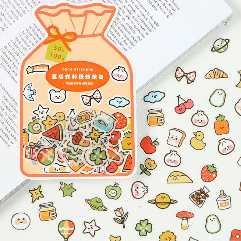 

KIYOWO 100 PCS/PACK STICKER WASHI EMOJI SMILE FOR DIY SCRAPBOOK BUJO
