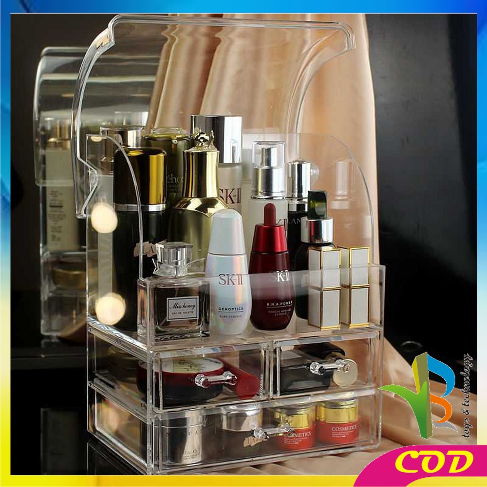 RB-K132 Rak Kosmetik Dengan Laci Anti Debu Tempat Make Up Skincare Rak Akrilik Multifungsi / Tempat Penyimpanan Dengan Tutup Acrylic Storage Organizer Drawer Cosmetic