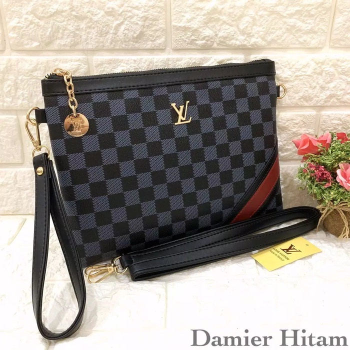 SALE  Clutch Batam LV LINE Super Premium import Tas batam wanita STRIP DOULE STRAP
