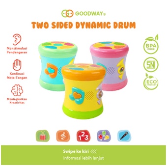 BABIESFIRST GW3501 GOODWAY TWO SIDED DYNAMIC DRUM Mainan Drum