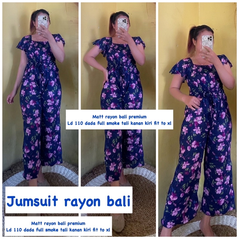 JUMSUIT KULOT RAYON BALI Terbaru motif bunga cantik