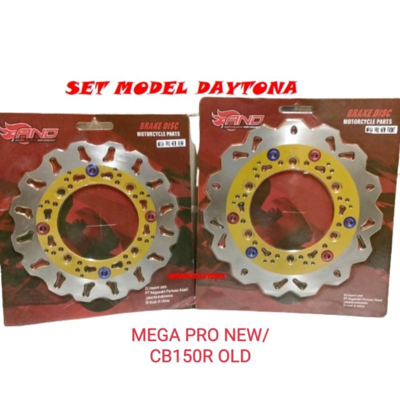 Disc Cakram rem set depan belakang pnp motor Mega pro new / Cb150 R Old/Tiger Old/Verza Dill Depan Lobang Baut 6 Belakang Lobang Baut 4 pnp tinggal pasang Depan/Belakang