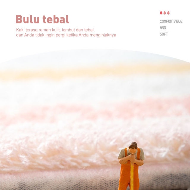 Holiven Karpet Keset Kamar Tidur Panjang Unik Lucu Modern Minimalis Bulu Halus Lembut 50x120