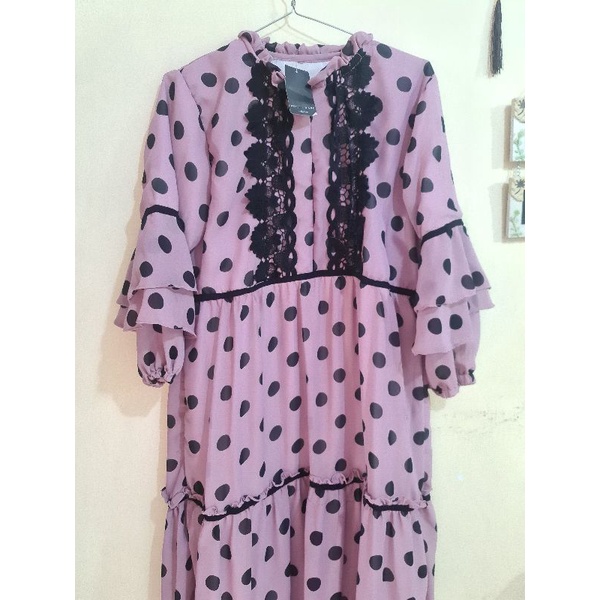 MEIJIWANG MAXI MIDI GAMIS POLKADOT BUSUI WANITA
