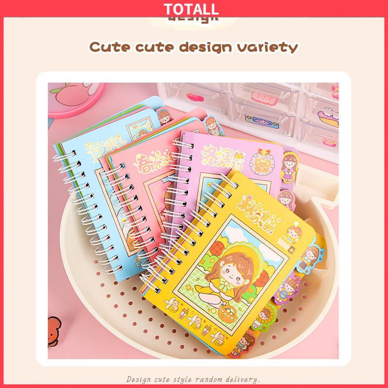 COD Buku Catatan Lucu Siswa Scrapbook Coil  Buku Portabel  Dengan Stiker Di Dalamnya-Totall