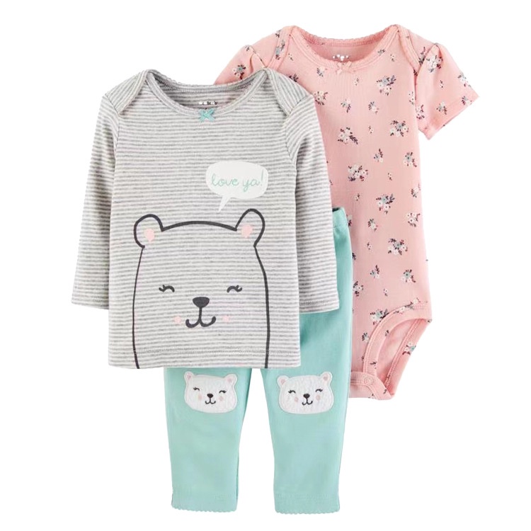 Jumper Jumpsuit Bayi Perempuan / Romper Bodysuit Anak Laki Laki / Set Baju Bayi 3 in 1 Jumper Celana Bayi Lucu Impor Halus Lembut