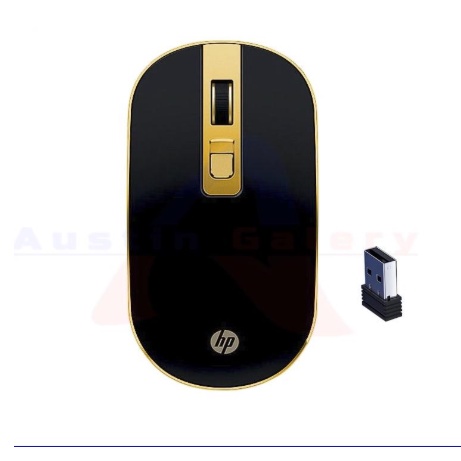 HP S4000 mouse wireless gaming silent click laptop pc macro original 2.4G 1600DPI dengan receiver-Usb /MOUSE HP WIRELESS GAMING SILENT KLIK-S4000