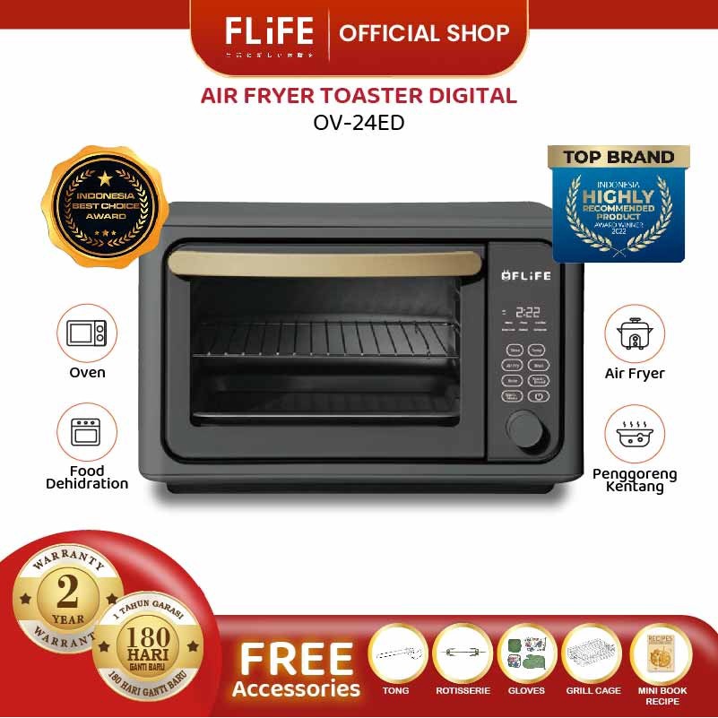 FLIFE OV-24ED Digital Air Fryer Toaster Oven 24L - 8in1 Function