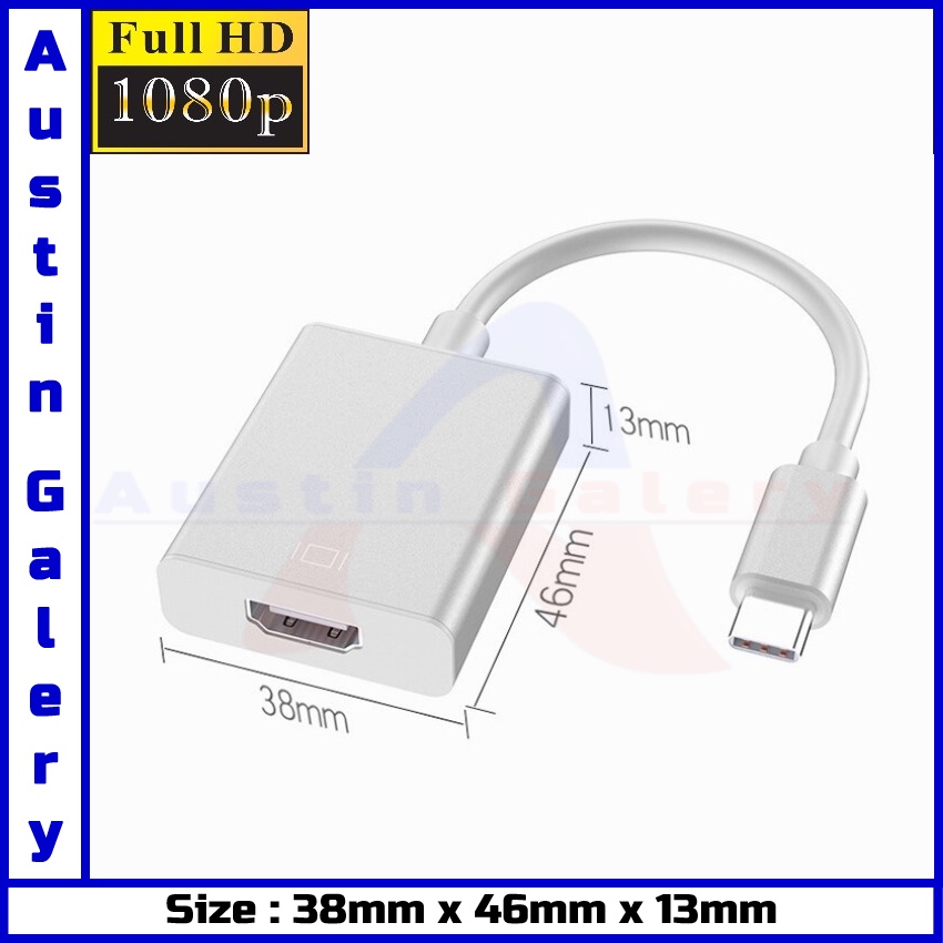 Adapter Type C Male TO HDMI Female HD1080P / Adapter Type C TO HDMI Untuk IOS Laptop PC HDTV Projector