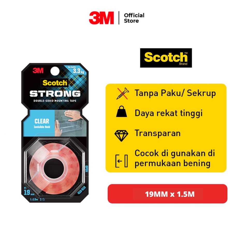 

3M Scotch clear permanent mounting tape Double Tape VHB TRANSPARAN Clear 19 mm x 1.5M