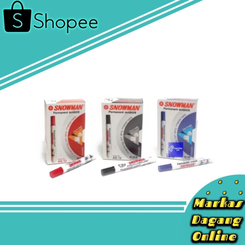 

Spidol Snowman Permanent Ag-12 / Spidol Hitam Biru Merah / Snowman