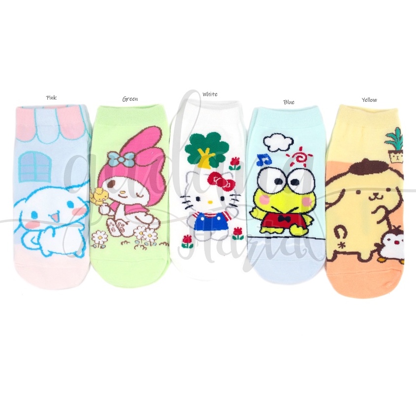 Kaos Kaki Pendek Anak Sanrio Pastel Socks Motif Kartun Hello Kitty Cinnamonroll GH 103114