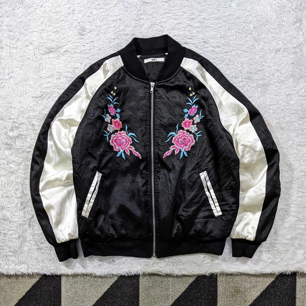 336 - Jaket Sukajan Wanita GRL Casual Bomber Second Murah Bekas Original