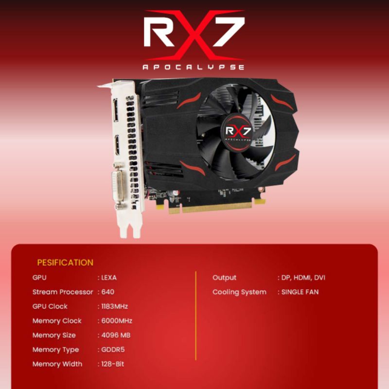 VGA RX7 RX 550 4GB DDR5 128 BIT REAL CAPACITY RESMI