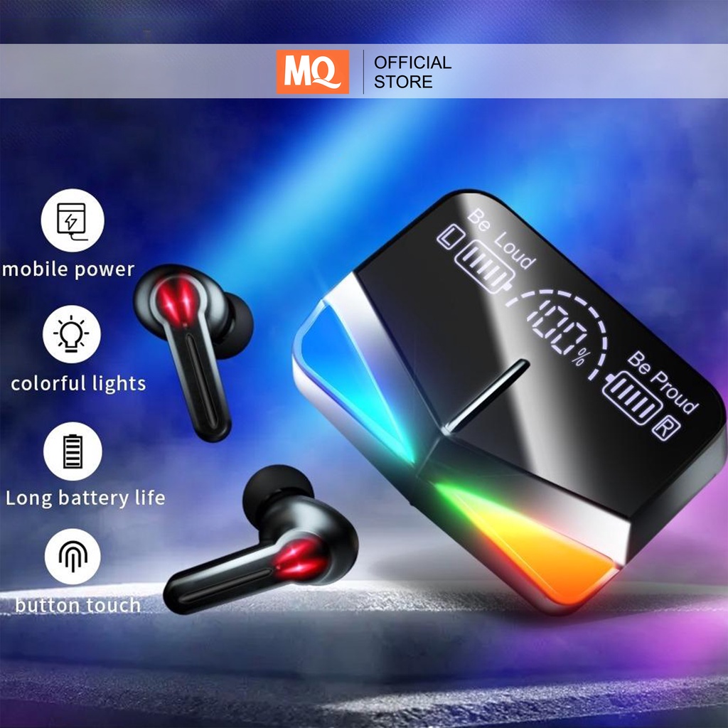 MQ TWS MB-M28 Pro Gaming Wireless Earphone Headset Bluetooth Dual Mode BT V5.1 LED Smart Display With Power Bank