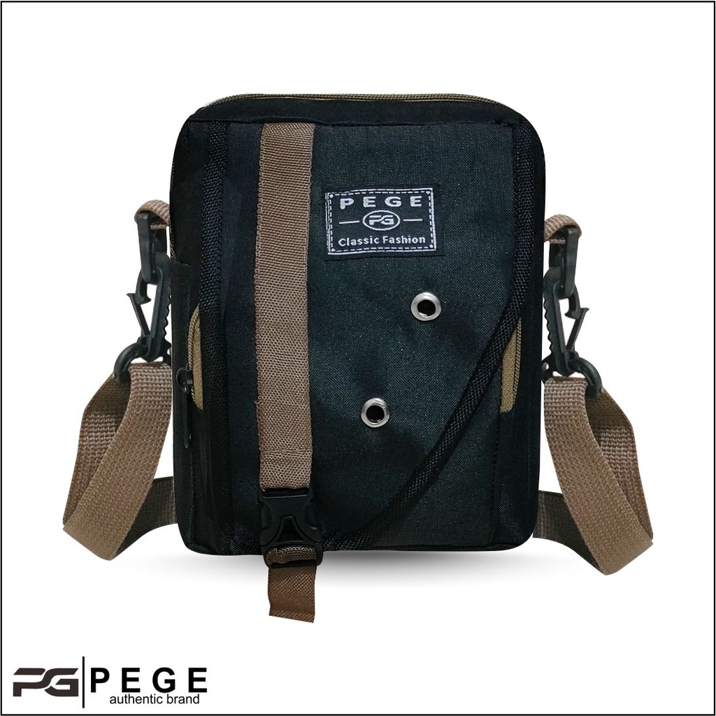 as Selempang Pria 2in1 PEGE NATAKA Model Slingbag Kombinasi Coklat - PG 8947