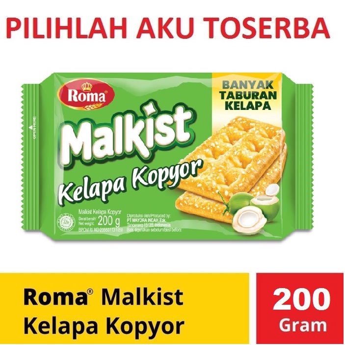 Biskuit Roma Malkist KELAPA KOPYOR 200 gr - ( HARGA SATUAN )