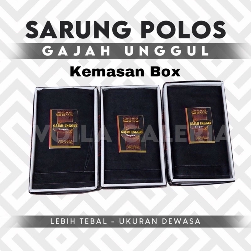 Sarung tenun Hitam polos Gajah Unggul Dewasa| Sarung hitam polos | sarung murah | Souvenir Hajatan