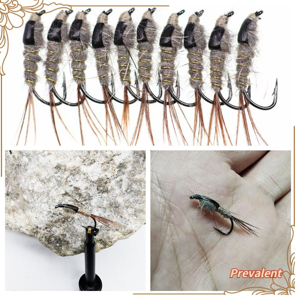 Preva 5pcs Pengait Lalat Nymphs Rabbit Hair Barbed Hook Isi12# Umpan Pancing