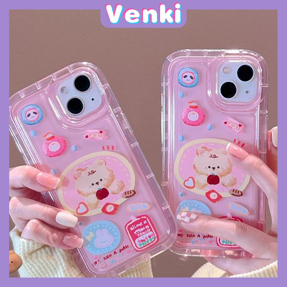 Case For iPhone 14 Pro Max TPU Soft Jelly Airbag Clear Pink Case Cute Bear Camera Protection Shockproof For iPhone 14 13 12 11 Plus Pro Max 7 Plus X XR