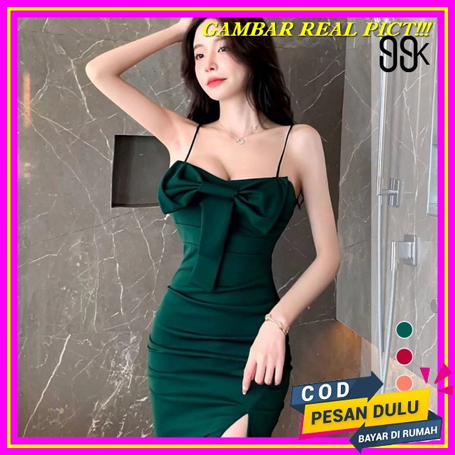 Browny Dress Korea Japan China Cina Jepang Impor Import Baju Pesta Pantai Beach Sexy Coklat Bunga Me