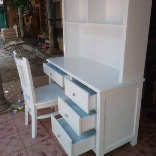 Meja Belajar Laci Duco Kayu Mahoni