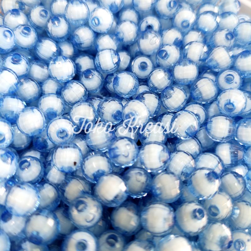 Mote / Manik lampion isi 8mm warna biru muda