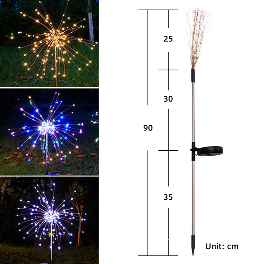 ღ 90/120/150 Led Solar Kembang Api Lampu Outdoor Tahan Air Solar Lampu Hias Taman String Peri Lampu Lampu Taman untuk jalan Jalan