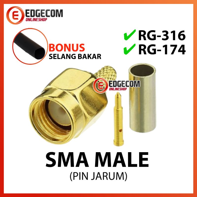 Konektor SMA / RP-SMA  Male Crimp Untuk RG316 RG714 RG179