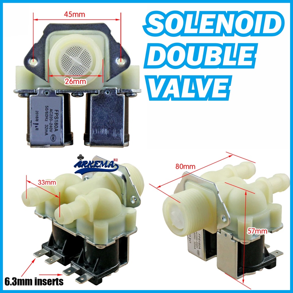 SLONOID DOUBLE MESIN CUCI | WATER INLET | SOLENOID VALVE DOUBLE| OTOMATIS AIR MESIN CUCI