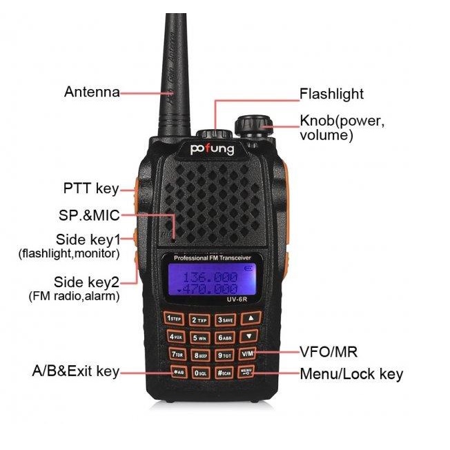 Radio Walkie Handy Talky HT BAOFENG POFUNG Dual Band 7W UV-6R