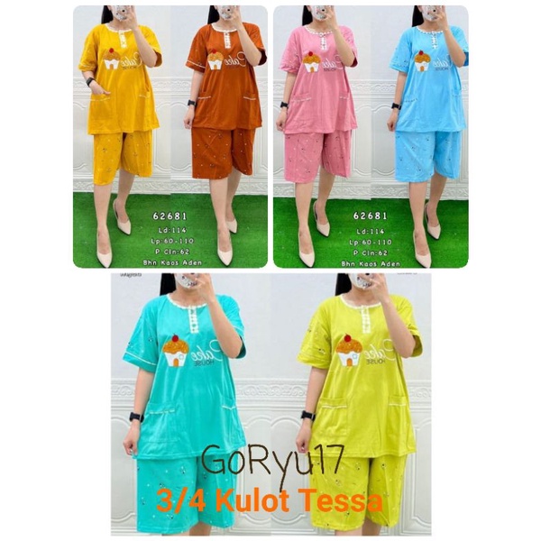 [Best Seller] Baju Tidur 3/4 Jumbo / Kulot Tessa (Lengan Pendek Celana Pendek Jumbo )