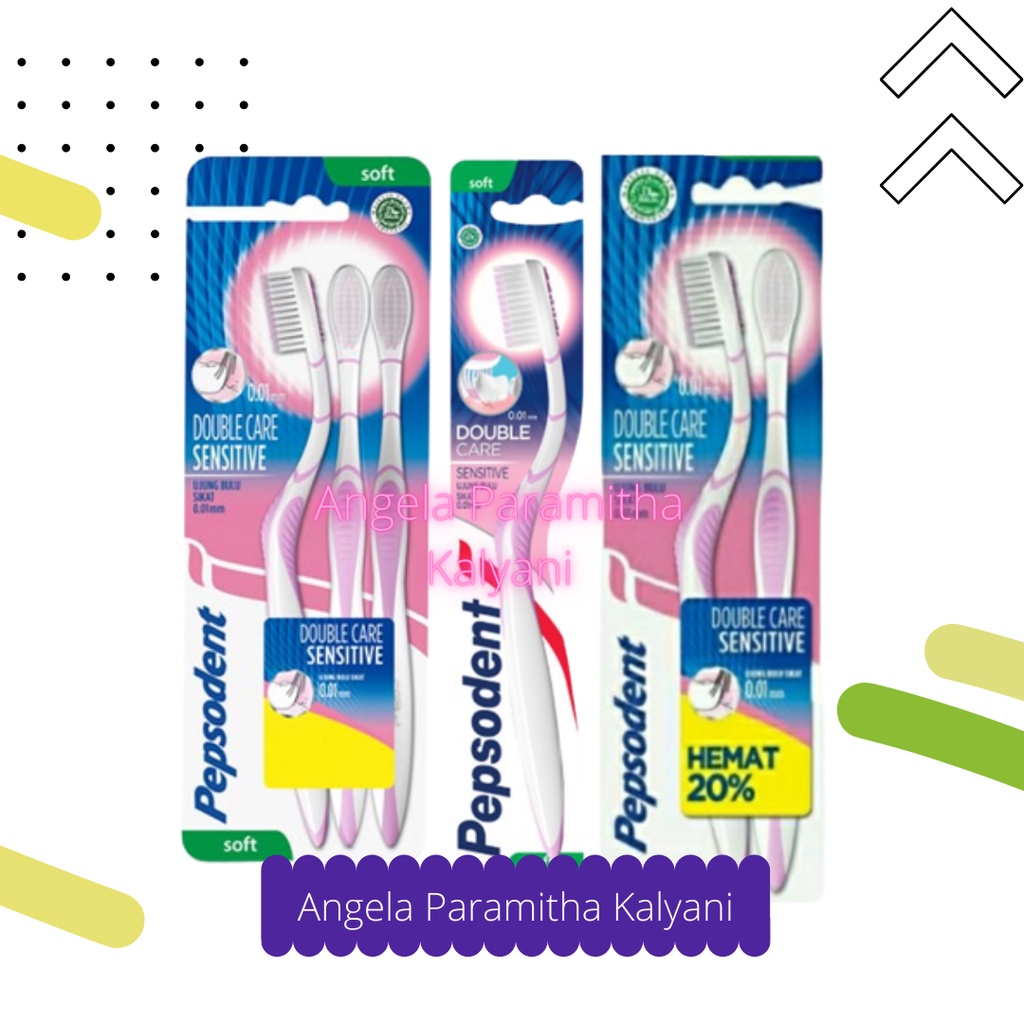 Pepsodent Toothbrush Sikat Gigi Double Care Sensitive Soft 3Pc &amp; 2Pc