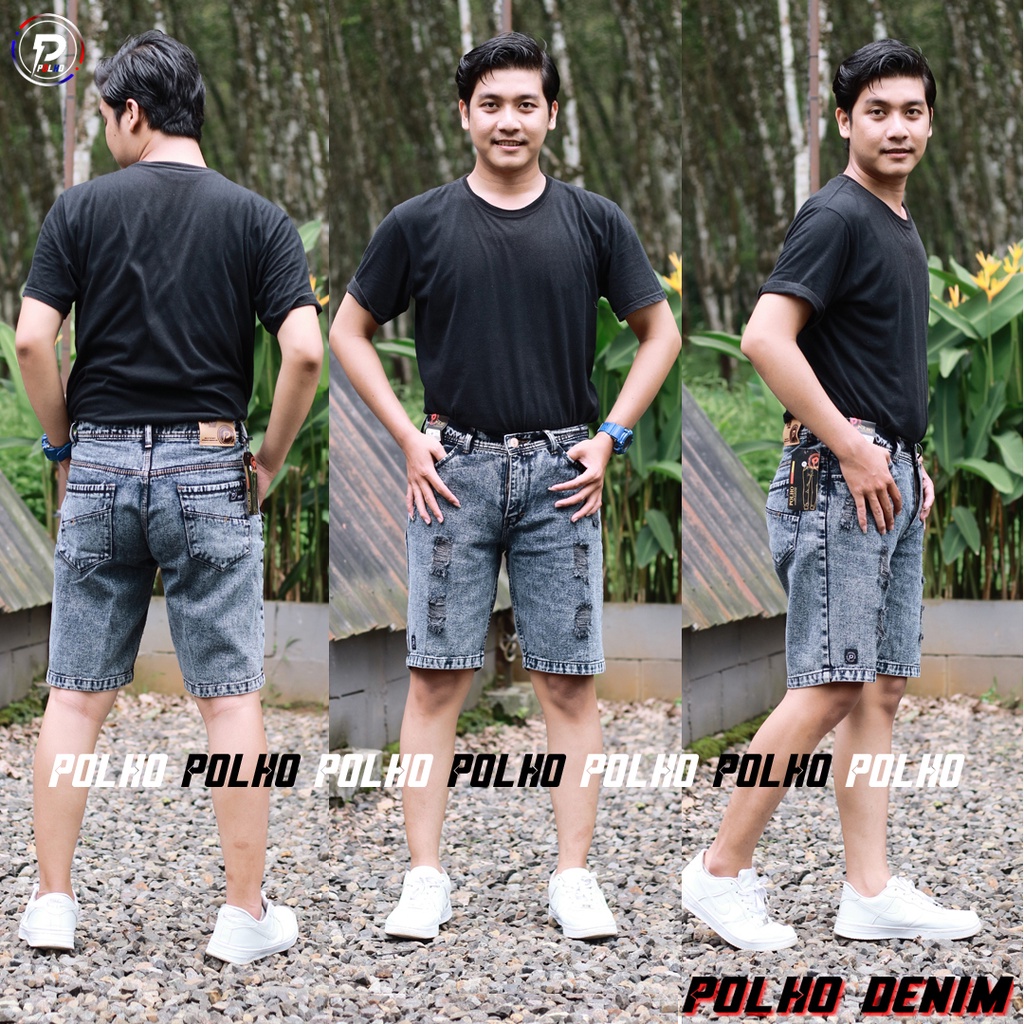 [Bisa COD]Celana Jeans Pendek Sobek Pria Wisker Jeans Pendek Ripped Robek Pria Premium Distro