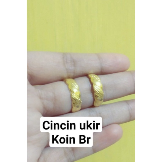 cincin ukir koin91 lapis emas 24k replika ems