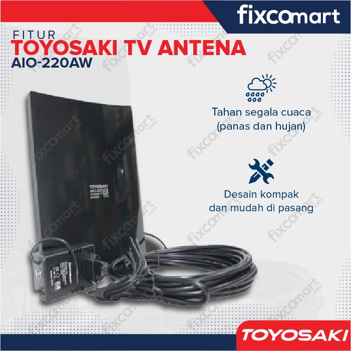 TOYOSAKI Antena TV Outdoor Digital AIO-220 + Kabel 10 Meter Outdoor Antena Digital