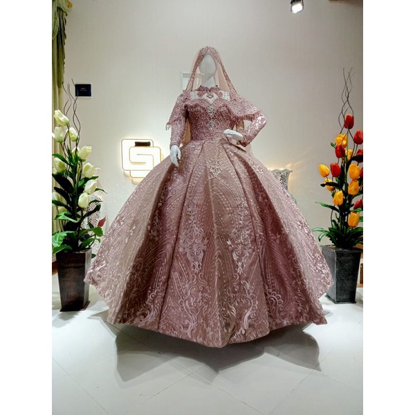 SALE kebaya gaun pengantin BELINGBING ada ekor murah meriah)