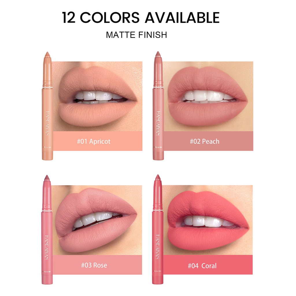 【2024 Baru 】YOUNG VISION/HANDAIYAN/   2-in-1/6 color  Crayon Matte Lipstick Make Up /Lipcream/Lipcrayon