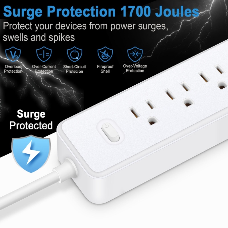 Zzz Power Strip Wall Outlet Surge Protector Stop Kontak 4xAC 3x Port USB Untuk Travel