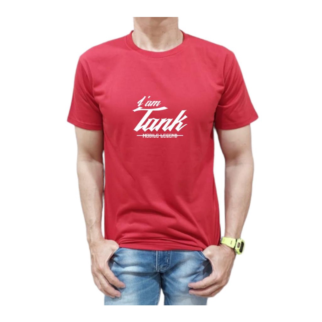 KAOS PRIA BAHAN KATUN MODEL TULISAN I AM TANK MOBILE LEGEND NYAMAN DIPAKAI TIDAK PANAS