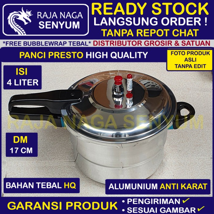 Presto Panci Presto Mini Kecil 4 Liter L Alumunium Tebal Stainless Steel